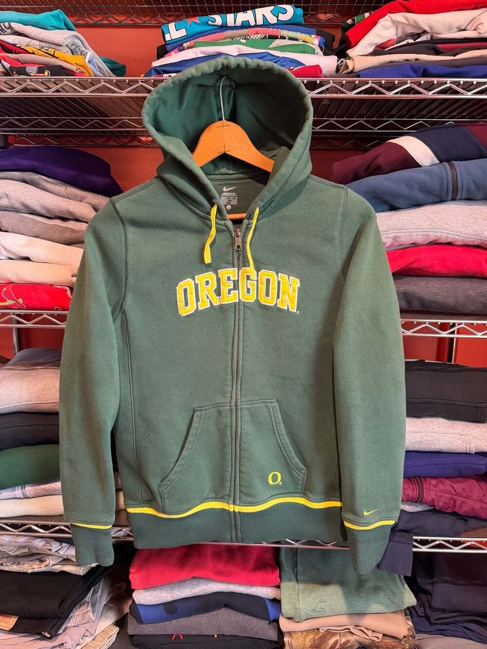 Nike Oregon Ducks Full-Zip Hoodie Womens Large Green Yellow Y2K Embroidered